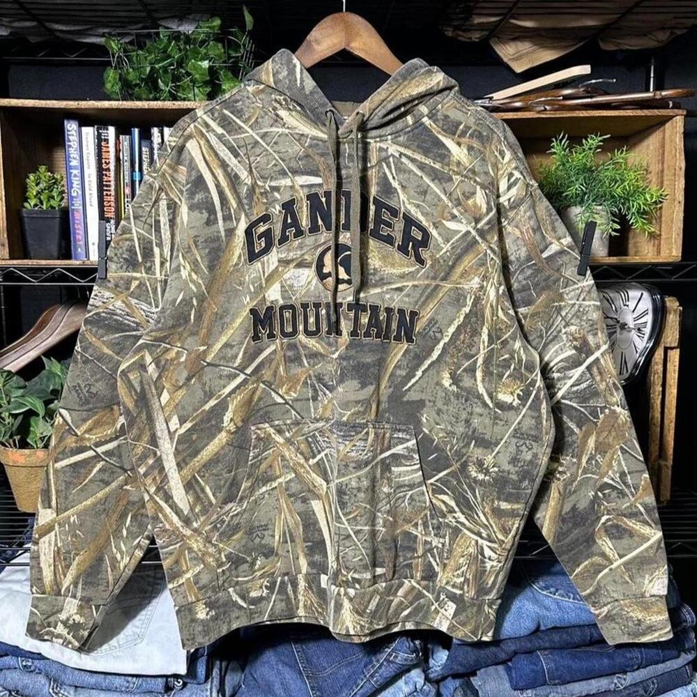 Vintage Y2K Gander Mountain Camo Hoodie Realtree Camouflage Sweatshirt Men Large